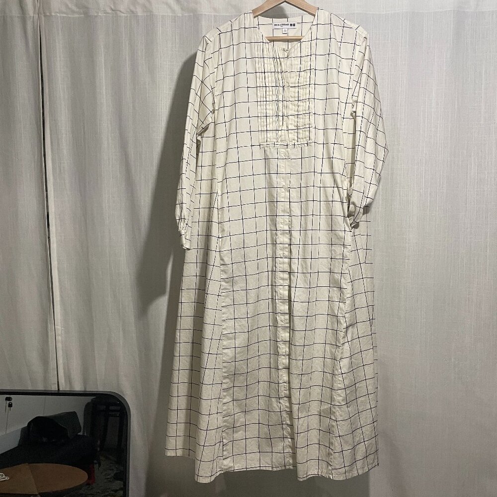Uniqlo Lies De La Fressange Cotton twill long sleeve shirt dress w. pockets, S
